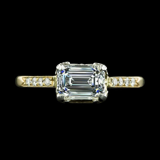 natural emerald diamond 5ct ring front view