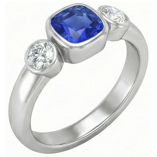 natural emerald sapphire 1.50ct watch front view