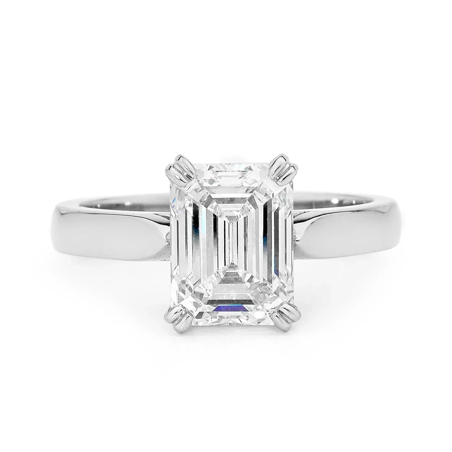 Emerald Shape Natural Diamond Solitaire Ring
