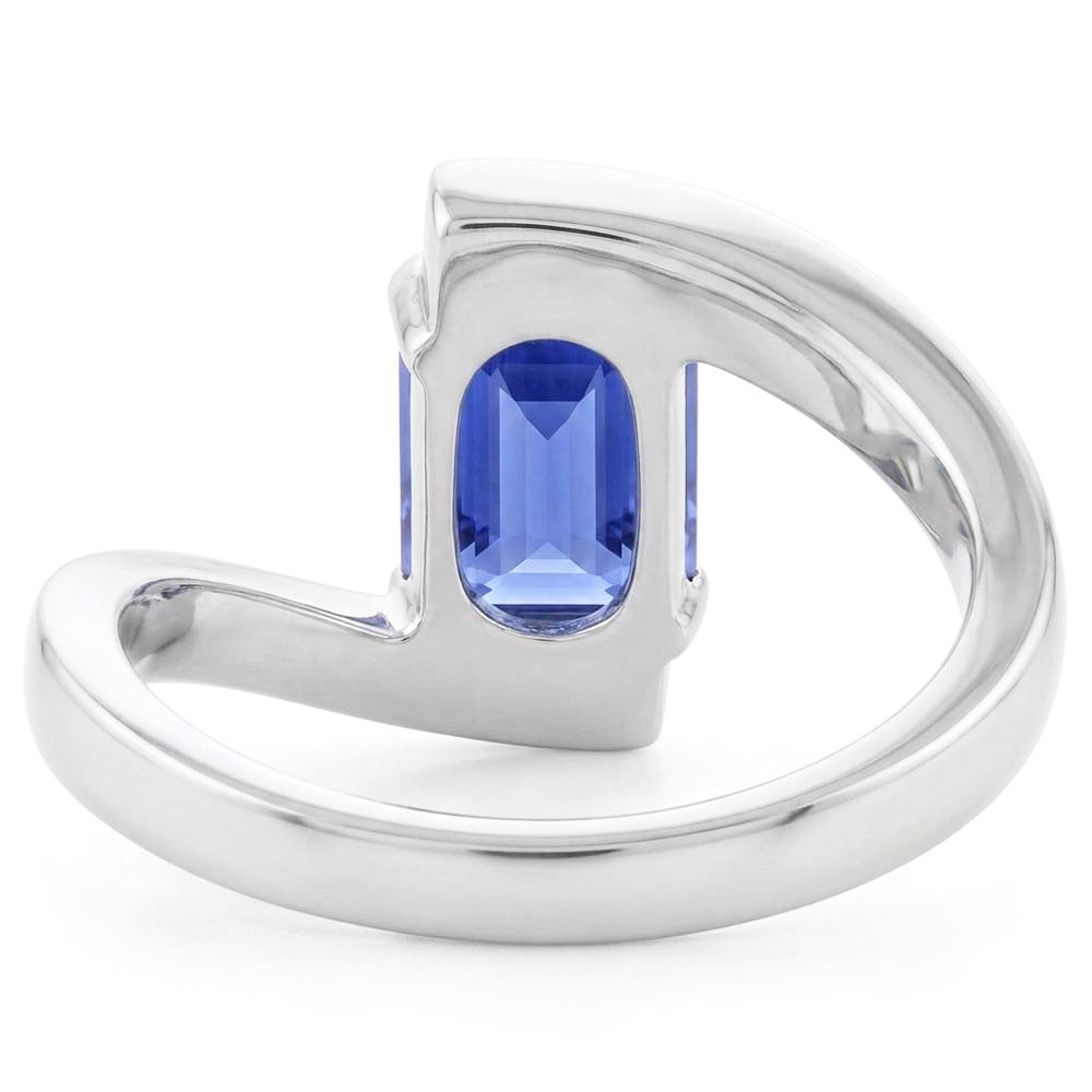 Emerald Solitaire Ceylon Sapphire Ring Tension Style 1.50 Carats