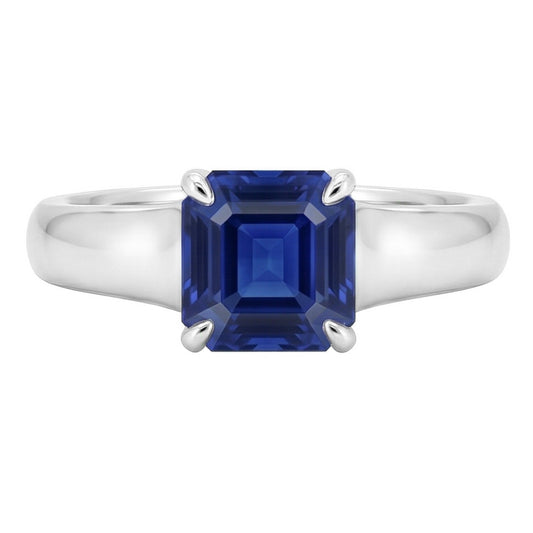 Emerald Solitaire Sapphire Engagement Ring Set 1 Carat White Gold Band