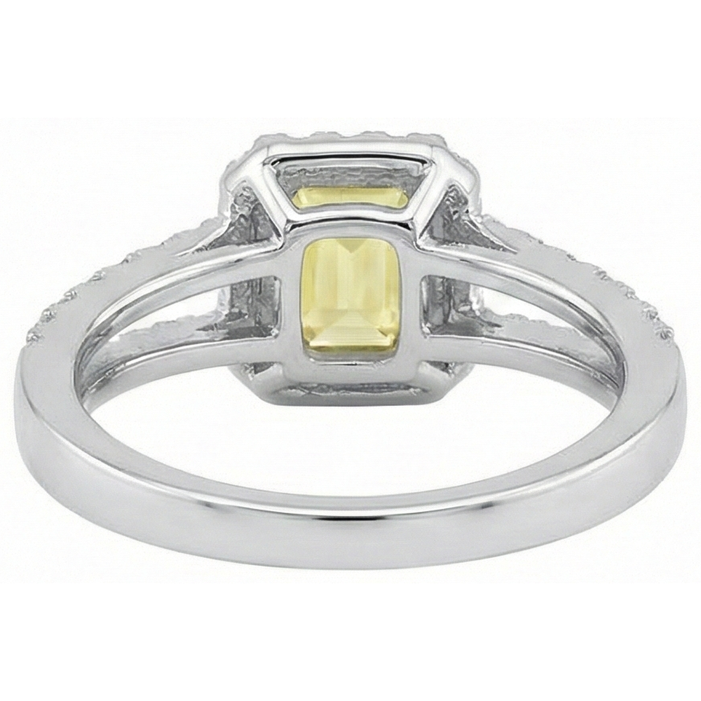 Emerald & Round Cut 4 Ct Yellow Sapphire Natural Earth Mined DIAMOND ( NOT LAB GROWN )s Ring White Gold 14K