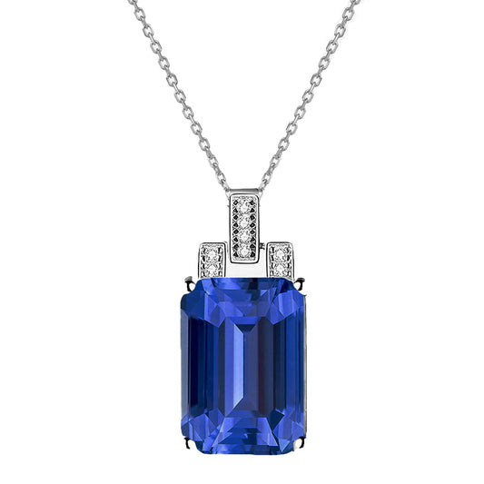 Royal Blue Sapphire Gemstone Pendant 4.50-ct 14 Karat White Gold – main view