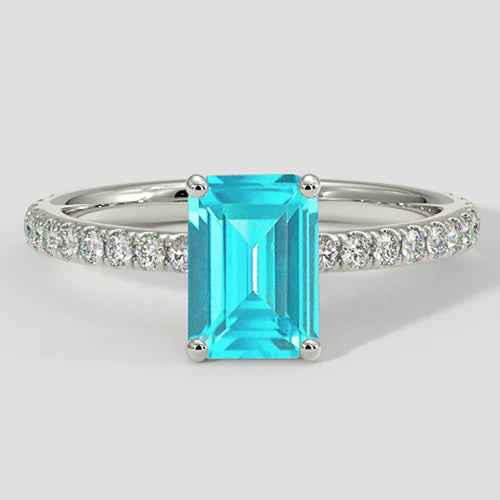 Emerald Cut Natural Paraiba Tourmaline Ring