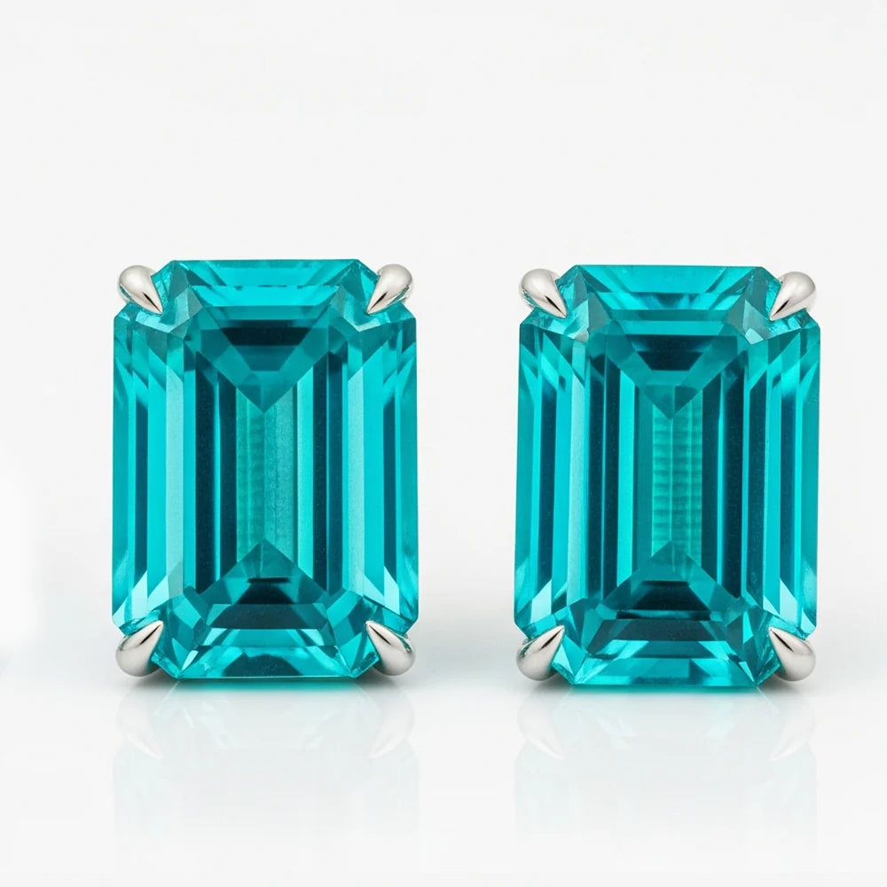 Emerald Paraiba Studs in White Gold