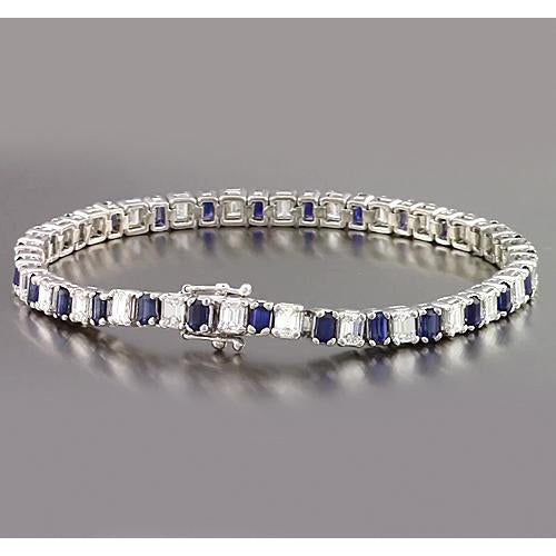 Emerald IGI CERTIFIED Diamond Ceylon Color Sapphire Tennis Bracelet Prong Set