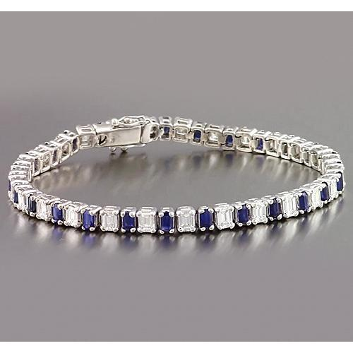 Emerald IGI CERTIFIED Diamond Ceylon Color Sapphire Tennis Bracelet Prong Set