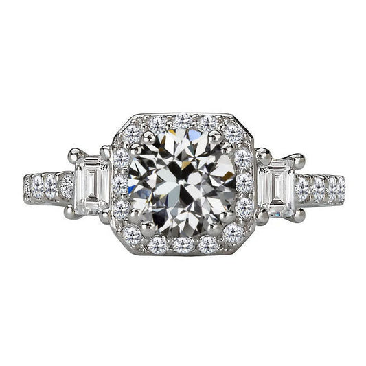 Antique Cushion Fine Diamond ring in 14K White Gold – main view