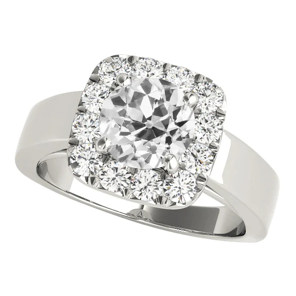 Engagement Halo Round Real Old Mine Cut Diamond Ring Jewelry 4.50 Carats