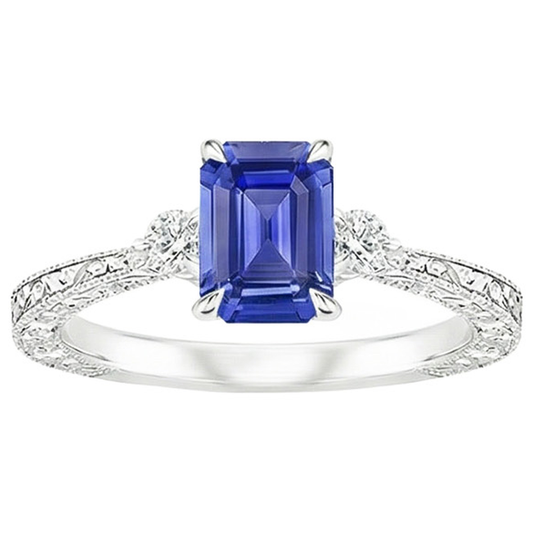 natural emerald sapphire 3.50ct ring top view