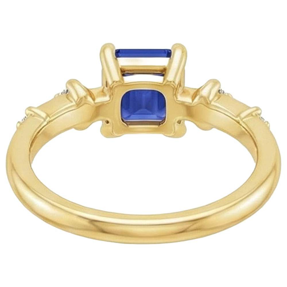 Engagement Ring 5 Stones Emerald Blue Sapphire & Natural Earth Mined Diamond 3.50 Carats