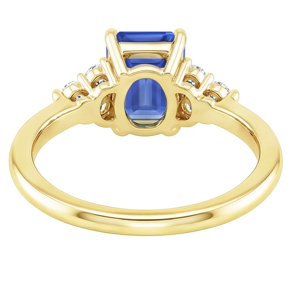 Engagement Ring Floral Style Blue Sapphire & Natural Earth Mined Diamond 3.50 Carats