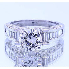 Engagement Ring Natural Round & Baguettes Diamond 2.50 Carats 3