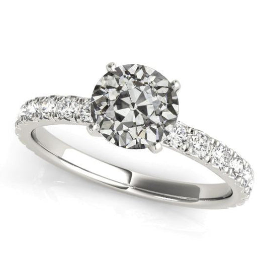 Engagement Ring Round Old Cut Real Diamond Fishtail Set 4.50 Carats