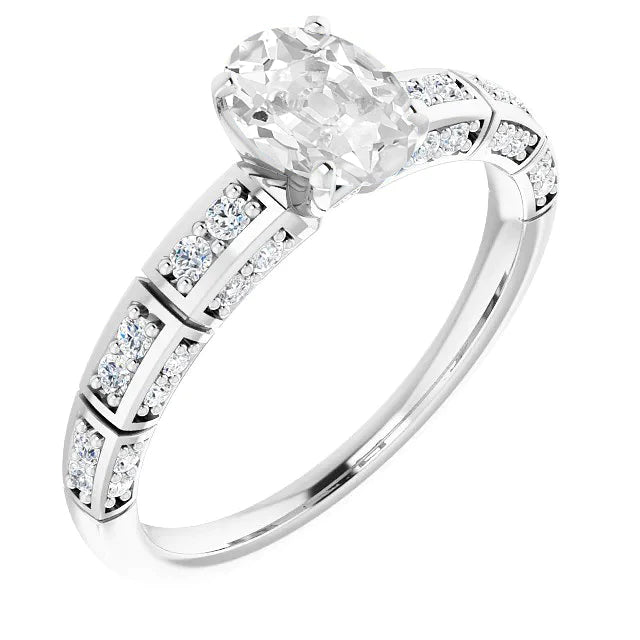 Engagement Ring Round & Oval Old Miner Real Diamond 5 Carats Unique Style
