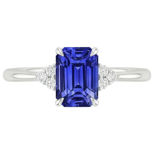 Engagement Ring With Accents Ceylon Sapphire & Natural Earth Mined Diamond 3.50 Carats