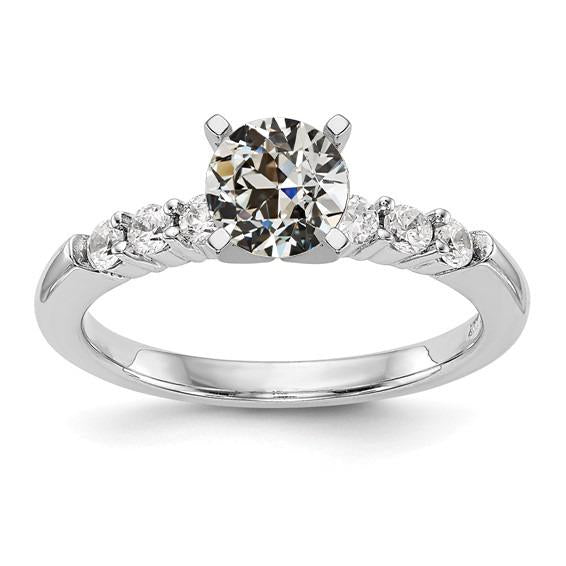 Engagement Ring With Accents Round Old Cut Real Diamond 2.50 Carats