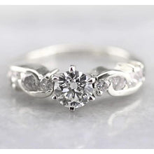 Engagement Round Natural Earth Mined Diamond Ring 1.50 Carats White Gold 14K