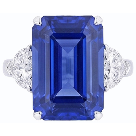 Engagement Three Stone Ring Emerald Ceylon Sapphire 3.50 Carats