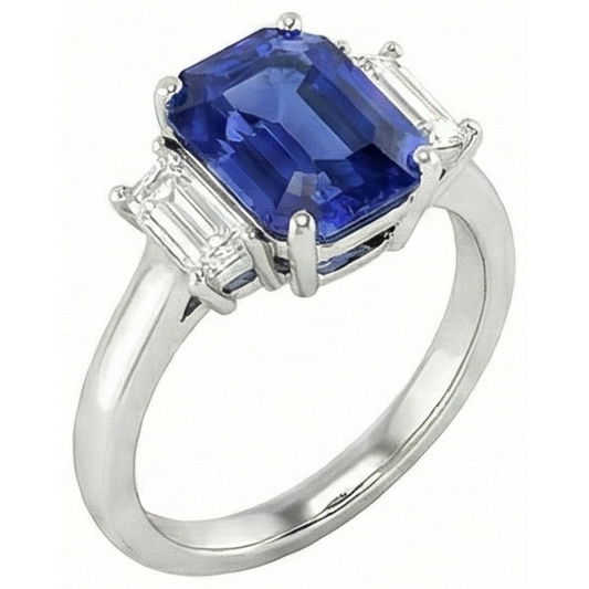 natural emerald sapphire 2.50ct ring side angle