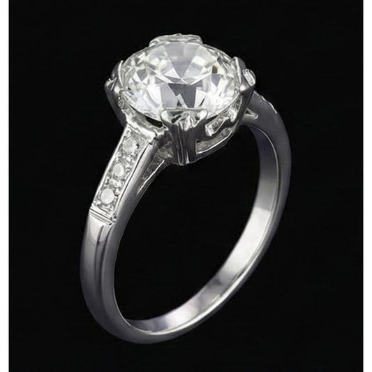 Engagement Ring Old European Real Natural Earth Mined Diamond 2.75 Carats Ladies Jewellery