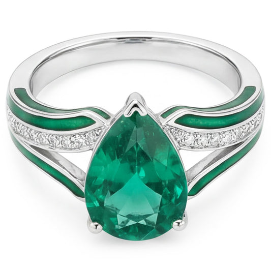 Exquisite Fine Emerald Gemstone Ring 2.50 ct – 14K White Gold by