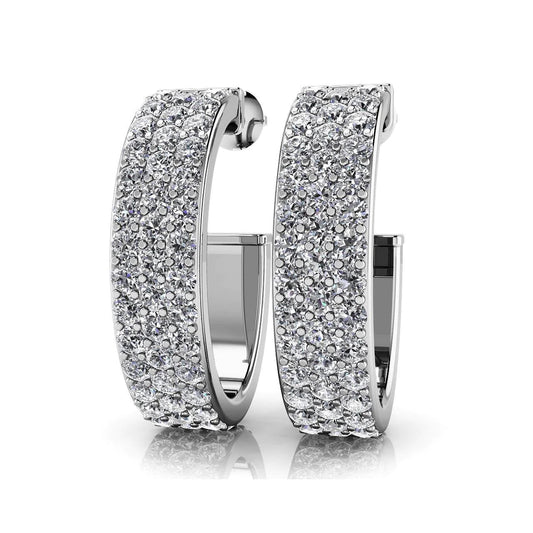 F Vvs1 8 Carats Real Round Cut Diamonds Women Hoop Earrings White Gold 14K