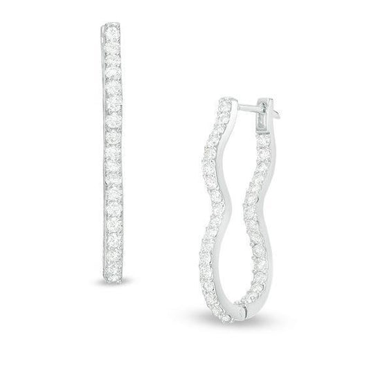 F Vvs1 Round Cut 4 Carats Genuine Diamonds Hoop Earrings Gold White 14K