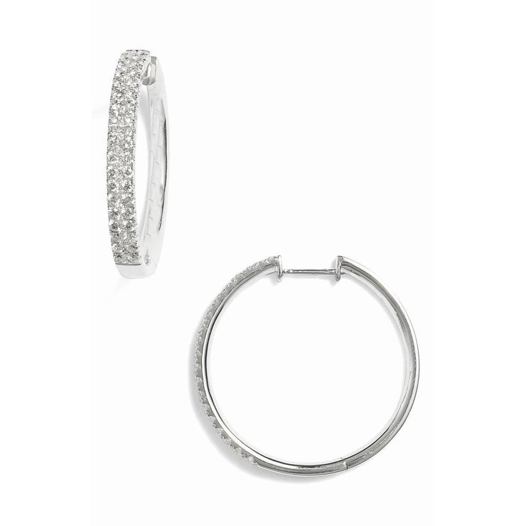 F Vvs1 Sparkling Natural 3.00 Carats Diamonds Ladies Hoop Earring Gold White