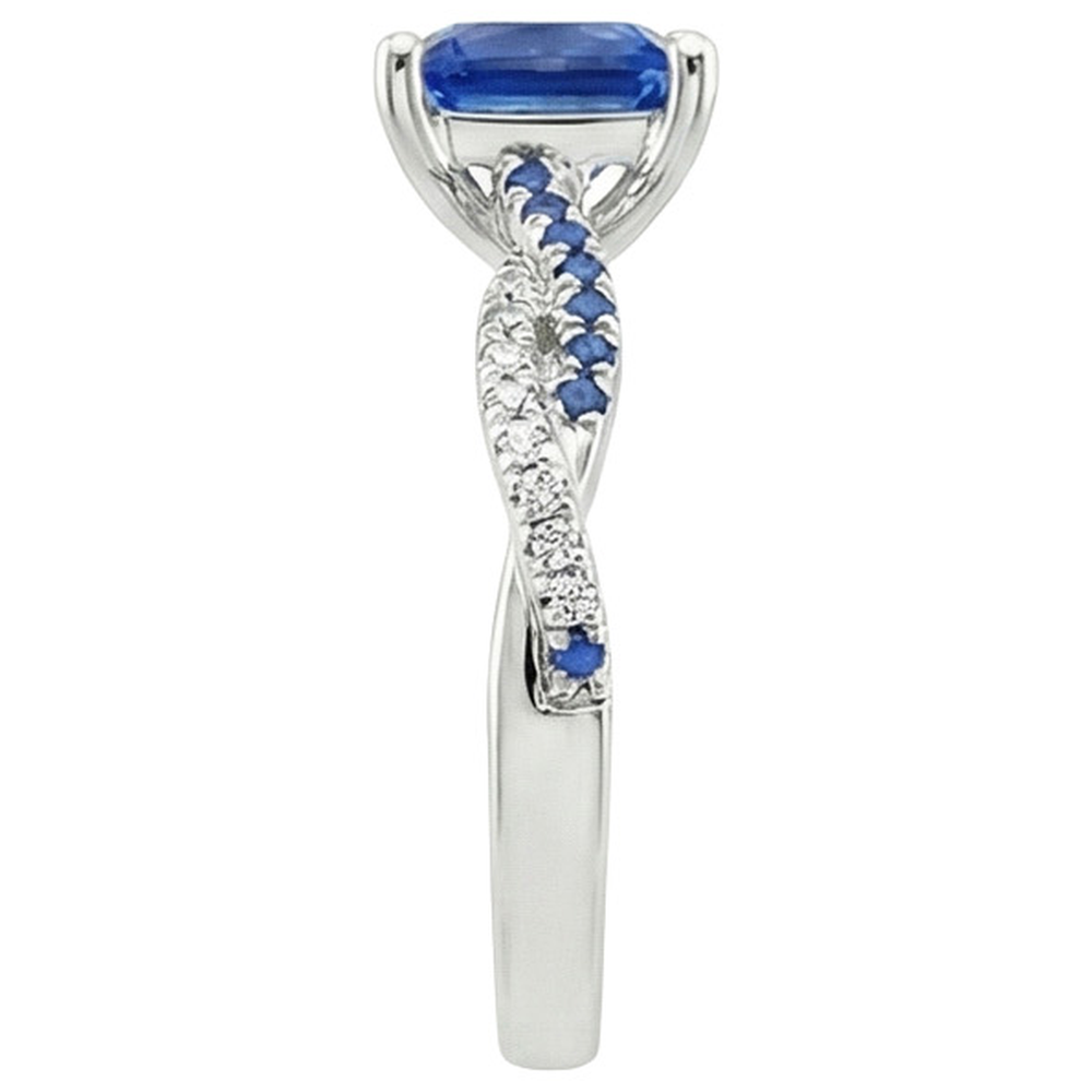 Fancy Natural Earth Mined Diamond Engagement Ring Blue Ceylon Sapphires 3.45 Carats Gold