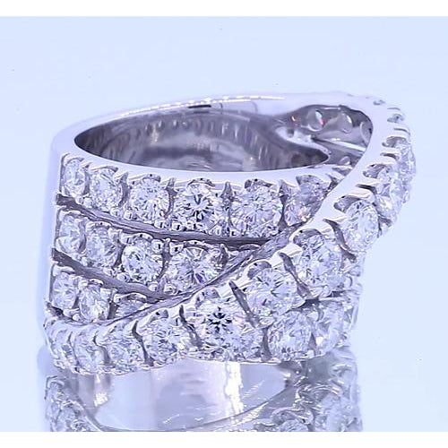 Fancy Ring Round Diamonds Genuine 5.10 Carats Four Prong White Gold 14K