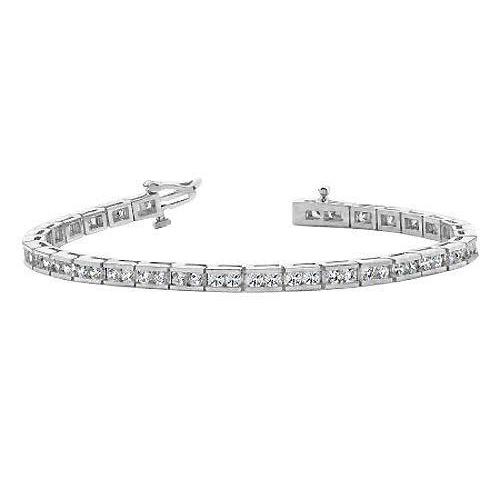 Fancy Tennis Bracelet 6.40 Carats Round Cut Real Diamond White Gold 14K New