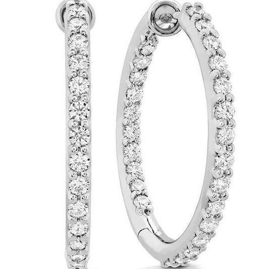 Fashionable 5ct Genuine Diamond Gold Hoops