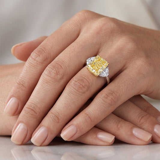 Fine VVS Clarity Canary Yellow Diamond Three Stone Ring – 3 ct
