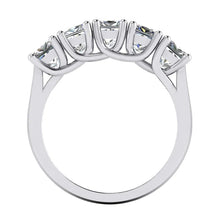 Five Stone Half Eternity Real Princess Diamond Band 3 Carats