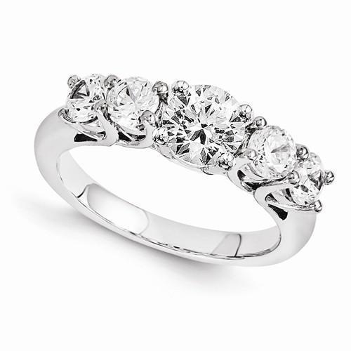 Five Stone Natural Diamond Engagement Ring 2 Carats White Gold 14K