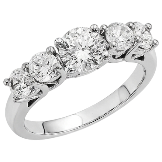 Five Stone Natural Earth Mined DIAMOND ( NOT LAB GROWN ) Engagement Ring 2 Carats White Gold 14K