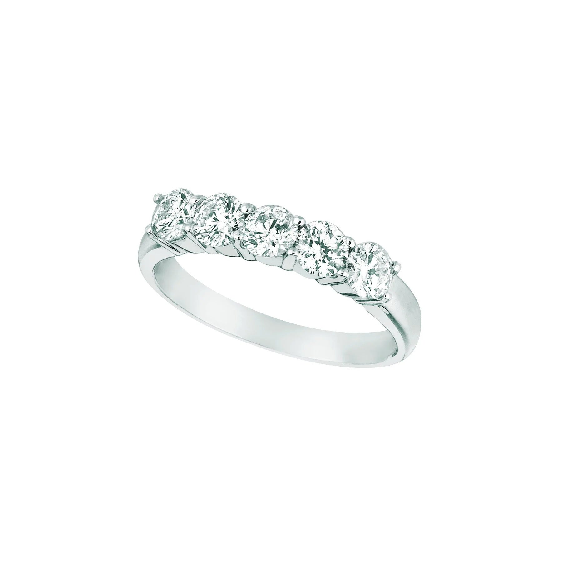 Five Stone Real Diamond Half Eternity Band 1 Carat 14K White Gold