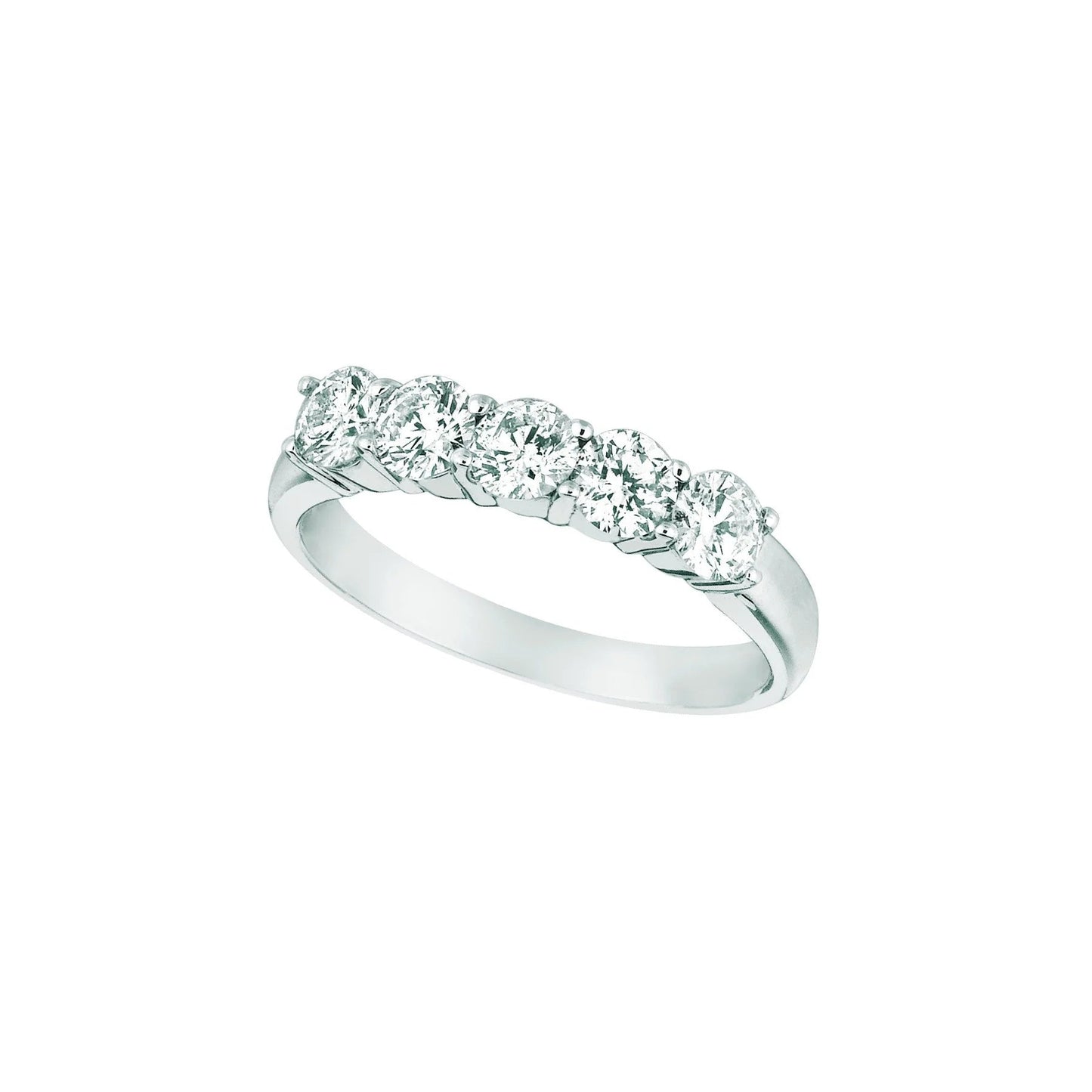 Five Stone Real Diamond Half Eternity Band 1 Carat 14K White Gold
