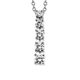 Five Stone Natural Earth Mined Diamond Journey Pendant Slide 2.35 Carats White Gold 14K