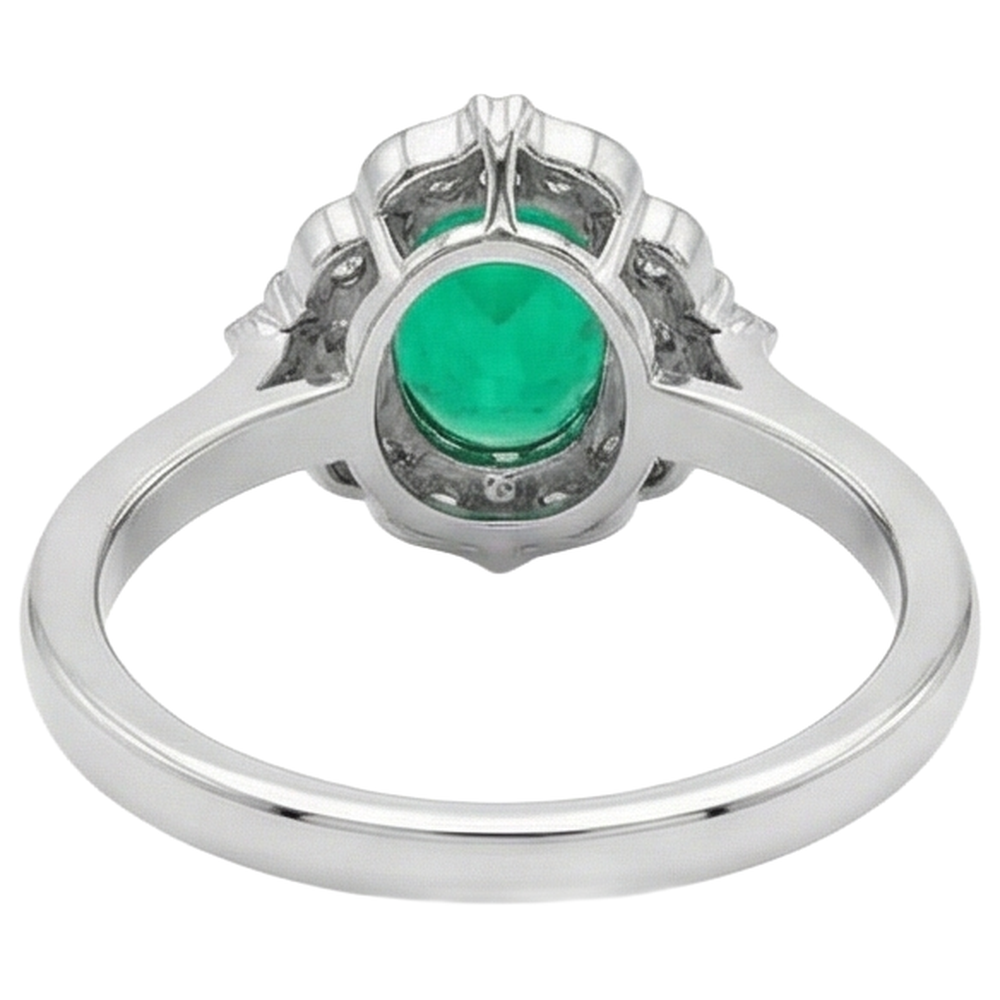 Oval Emerald ring in Two-Tone 14K Gold – top view