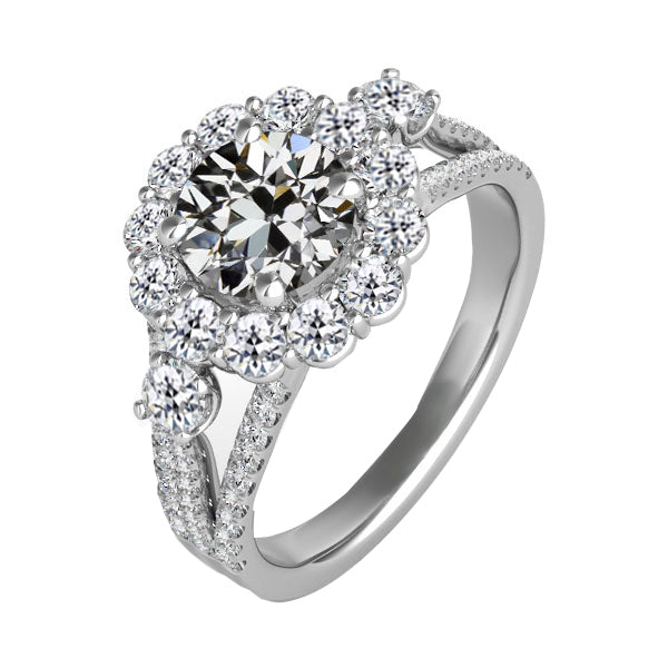 Authentic Diamond Halo Setting Ring 4 ct 14K White Gold – main view