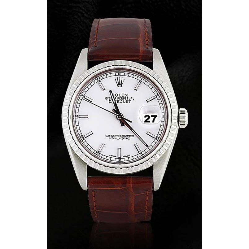 Mens rolex leather strap deals