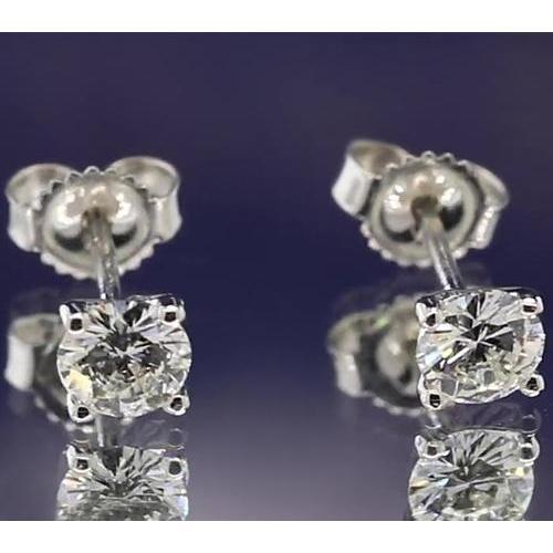 Four Prong Martini Style Round Genuine Natural Earth Mined Diamond Stud Earring 1.20 Carats