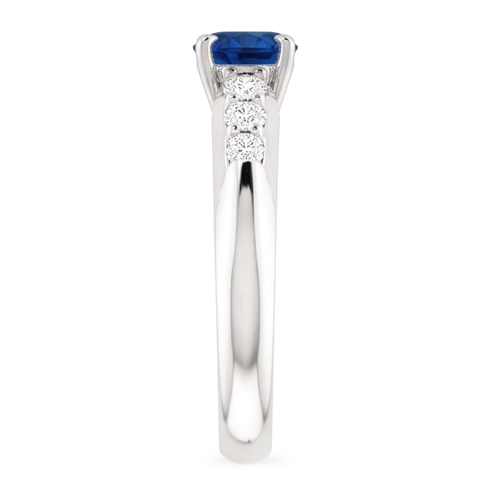 Four Prong Natural Earth Mined Diamond Round Blue Sapphire 1.50 Carats Ring