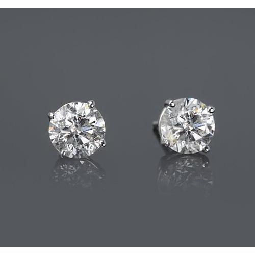 Four Prong Round Diamond Stud Earring 2 Carats