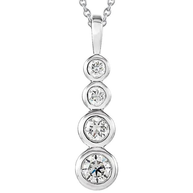 Four Stone Natural Earth Mined Diamond Journey Pendant 1.95 Carats Bezel Set Jewellery New