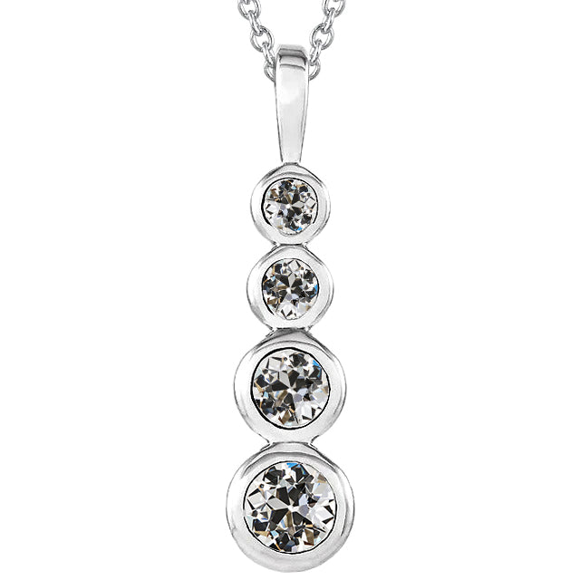 Brilliant Diamond Old Mine Cut Pendant Necklace in 14K White Gold – main view
