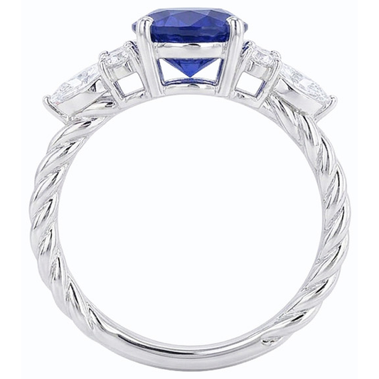 natural round sapphire 4ct ring side angle