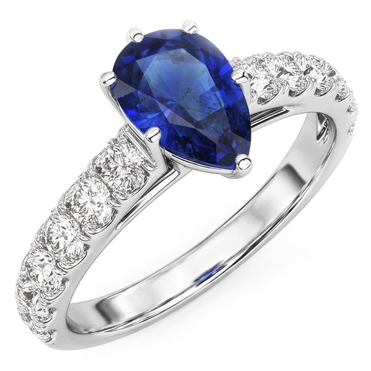 Gemstone Ceylon Sapphire Engagement Ring & Natural Earth Mined Diamonds 3 Carats Gold
